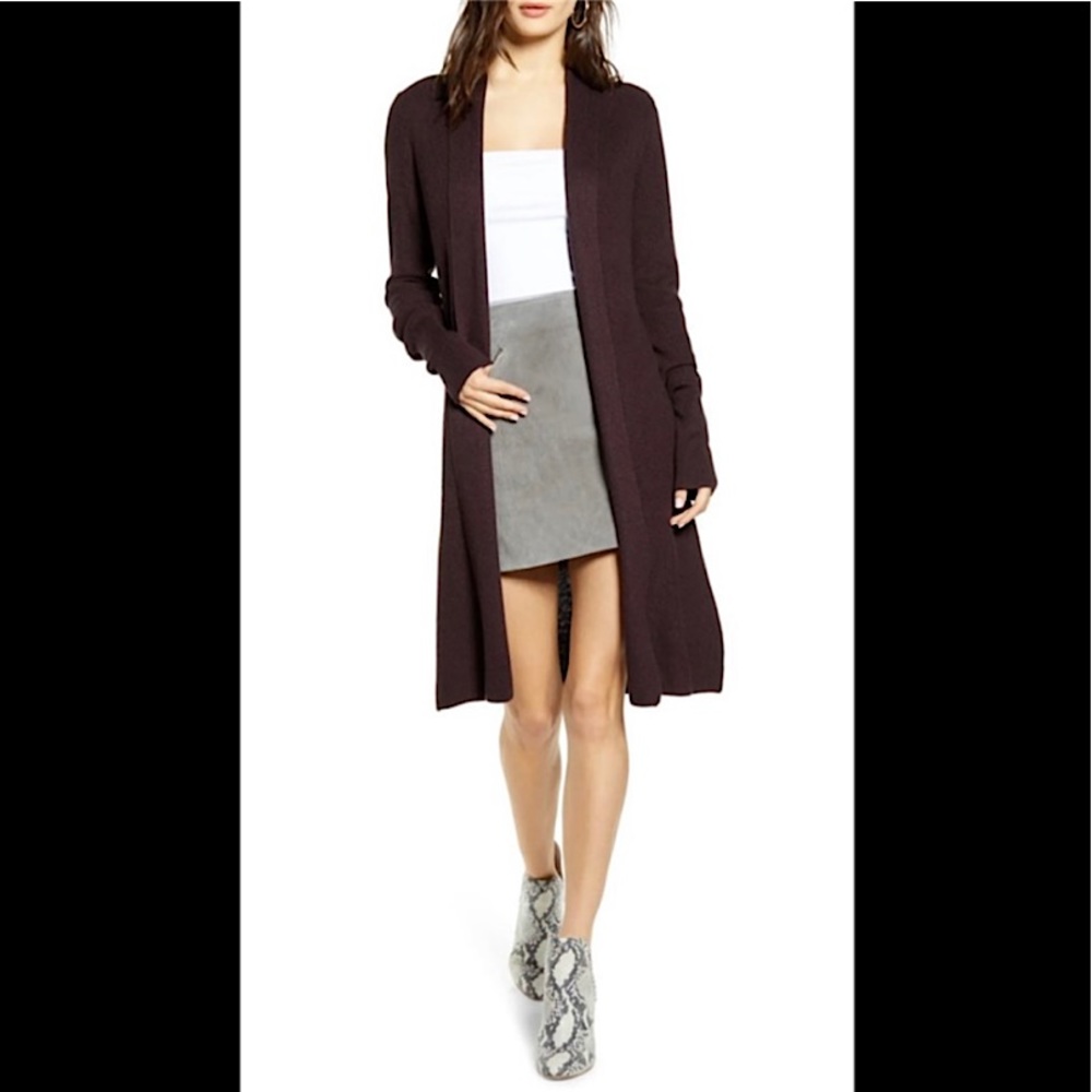 NWT LEITH Longline Cardigan - Size XS - Color: Burgundy Fudge Heather